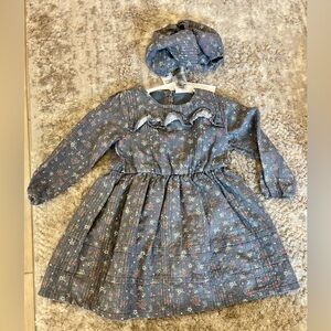 Floral Long Sleeve Dress with matching diaper cover